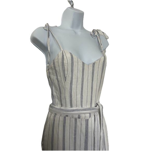 Abercrombie & Fitch Womens Stripe Linen Blend Belted Romper Size S White NWT - Picture 3 of 8